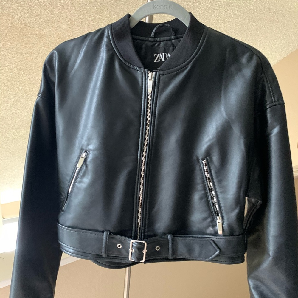 Zara Faux Leather Bomber Moto Jacket